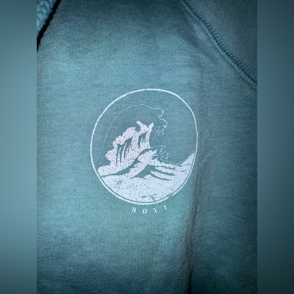 Junior's Roxy Cropped Sweater With Hoodie Blue Beach Surfer. Sz Jr L - Picture 3 of 12